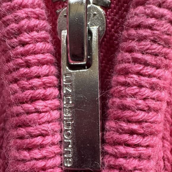 Liz Claiborne Women’s Sweater XL Pink Black Trim 100% Cotton Half Zip Pullover - Picture 4 of 8